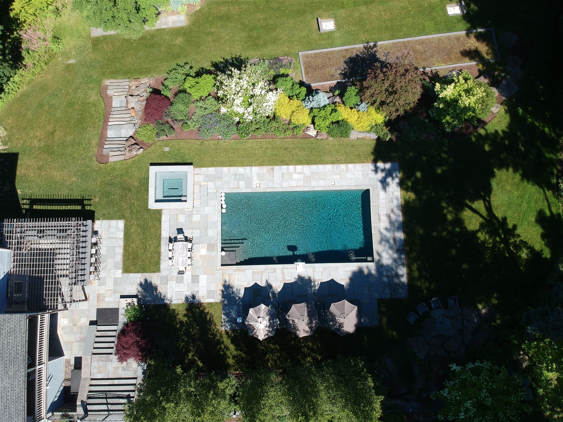 Aerial view of a designed property